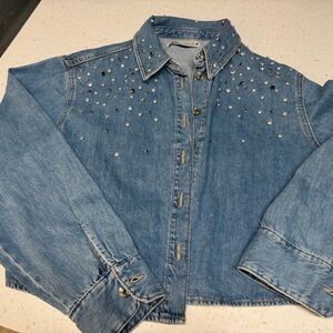 Zara Blue Studded Jean Jacket